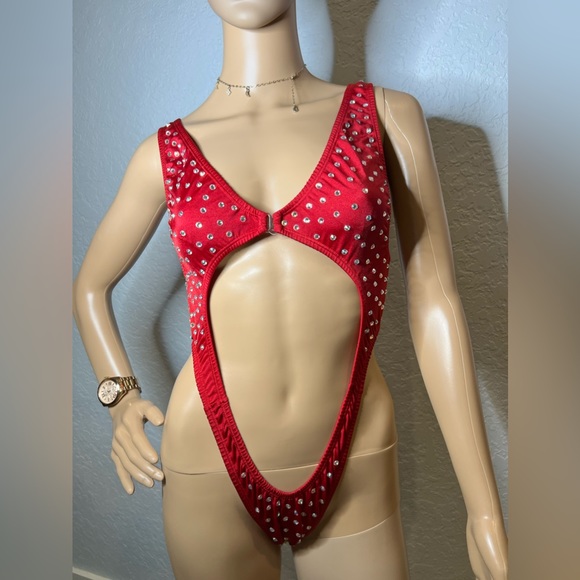 Red Rhinestone One Piece - Picture 3 of 8